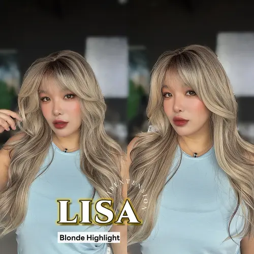 JBEXTENSION 26 Inches Scalpiana Long Curly Mix Blonde 3.5X4 Hard Silky Top Natural Scalp Effect Wig with Bangs LISA