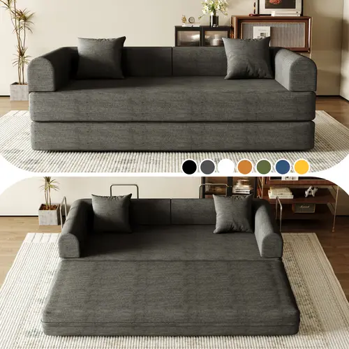 Sofa Bed 79/59/53/32 “ Foldable Deep-Seat Plush Modular boneless Sofa Single Seat No Assembly Required Suitable for Living room/Bedroom/Apartment 03GY