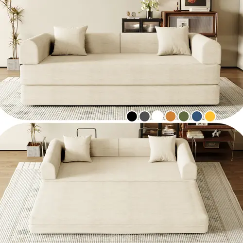 Sofa Bed 79/59/53/32 “ Foldable Deep-Seat Plush Modular boneless Sofa Single Seat No Assembly Required Suitable for Living room/Bedroom/Apartment 03BG