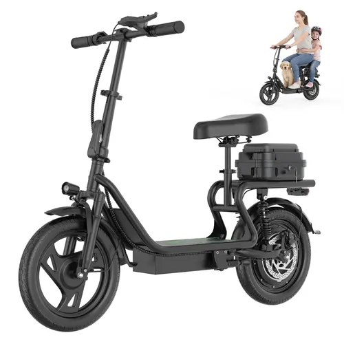 【AOVOPRO-VOLTVOGUE】ESBS Electric Scooter, Peak Power 750W, Top Speed 22 mph, Battery 10.5-22.5Ah, Driving Range 20-60 Miles, Adjustable Height, Electronic Brake, 14-inch Inflatable Tires.