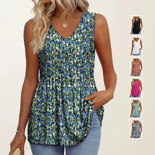 Womens Tank Tops 2026 Flowy Peplum Tops (Size Up 1-2 for Oversized Look) for Women Dressy Sleeveless V Neck Babydoll Tank Tops Fabric Stretchy tank tops summer tops