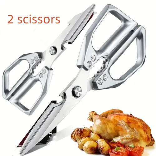 1pcs Professional Stainless Steel Kitchen Scissors, Heavy Duty Office Cutting Supply with Ergonomic Handles, Durable Blades for Chefs, Multi-Purpose Cutting of Bone, Herbs, Packaging