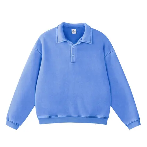 FAIABLE Oversized Henley Sweatshirt Women Men Fleece Lined Pullover Vintage Washed Baggy Sweatshirt Unisex Casual Streetwear Long Sleeve with Hidden Zipper Pockets