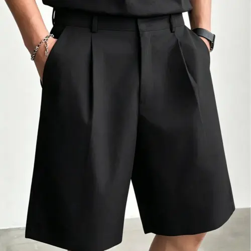 Men’s Summer Drapey Suit Shorts — Knee-Length Casual Business Shorts for Commuting