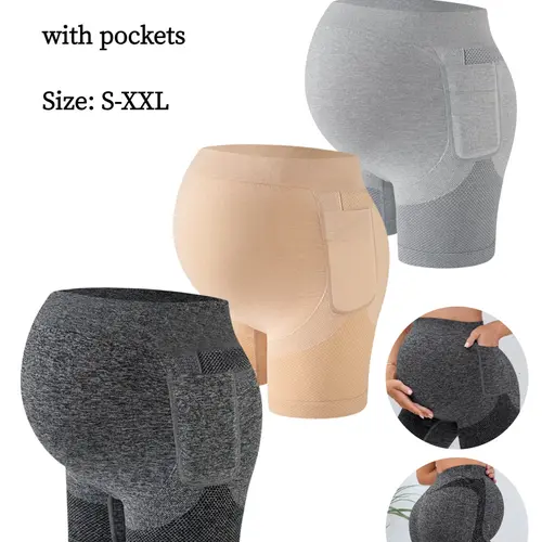 3-5Pack Seamless Maternity High-Waist Panties with Pockets, Comfortable Soft Prenatal Underwear, Pregnancy Underwear, Maternity Undies, All-Season Sporty Style
