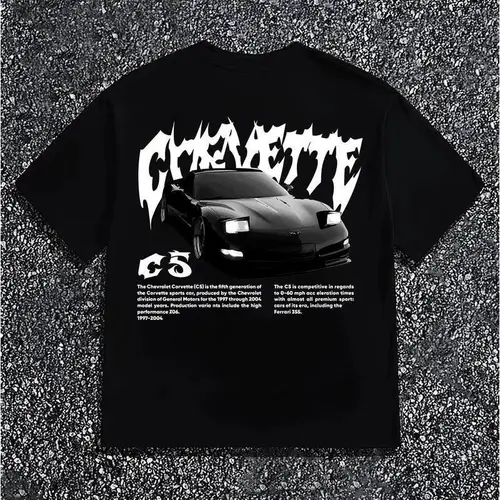 Corvette C5 T-Shirt, Retro Car Graphic Tee, Y2K Streetwear Shirt for Car Enthusiasts, Vintage Chevy Racing