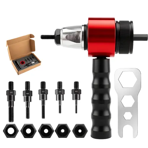 GJANSH Riveting Gun, M3-M8 Electric Riveting Gun, Automatic Riveting Gun with Carrying Case, Nut Gun Electric Ram Gun Adapter