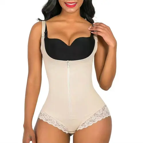 CZXMY Women's Overbust Colombian Faja Panty Body Shaper - High Waist Elastane Bodysuit with Tummy Control, Push Up Support, Adjustable Straps, Zipper Hook, Buckle, Hook and Eye, Retro Waist Training, Minimalist Casual Style for Wedding, Valentines Day