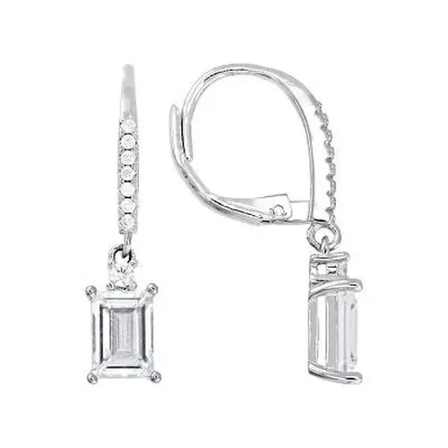 JTV White Cubic Zirconia Rhodium Over Brass Earrings 3.88ctw