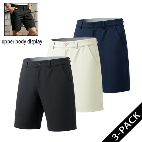 Men’s casual twill cotton skorts; slim straight dress shorts for business formal wear; breathable, lightweight, stretchy golf work knee-length shorts fathersdaygift