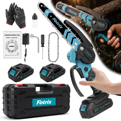 Women's 8-in-1 2-in-1 Cordless Chain Saw Set with Mini Chainsaw, 2x21V Dual Battery Powered, Metal Lightweight Tool with Screwdriver, Easy Adjustment, Cuts 8-in Log in 7s for Tree Pruning