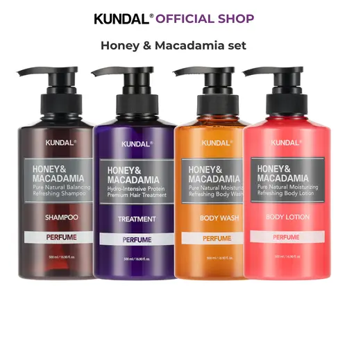 KUNDAL Honey & Macadamia Head-to-Toe Moisture Set for Dry Hair & Dry Skin – Shampoo, Conditioner, Body Wash & Body Lotion