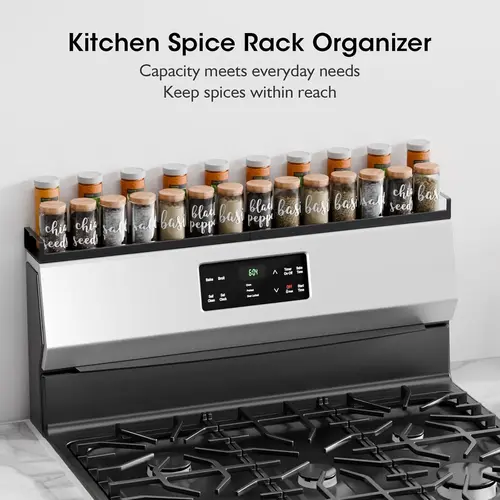 [SUPAFA] 1-Layer Expandable Stainless Steel Stove Top Shelf - 4 Adhesive Pads, Strong Magnetic Adhesion, 20-30 in Adjustable Organiser, Flat-Top Stoves Compatible, Space-Saving Kitchen Spice Rack for Counter Organization