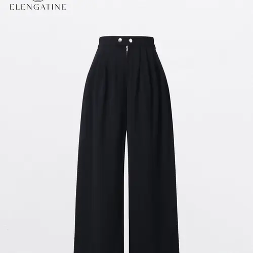 Elengatine Women's High Waist Pleated Balloon Wide Leg Trousers – Y2K Inspired Baggy Knit Pants with Zip Front Closure, Adjustable Cuffed Ankles, Loose Fit for Effortless All-Season Casual Streetwear, Trendy & Versatile Must-Have Knitwear Piece,summervibe