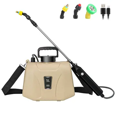 1.35 Gallon Battery Powered Sprayer, Upgrade Electric Sprayer With USB Handle, Telescopic Wand, 3 Mist Nozzles And Adjustable Shoulder Strap, Garden Sprayer For Gardening, Cleaning