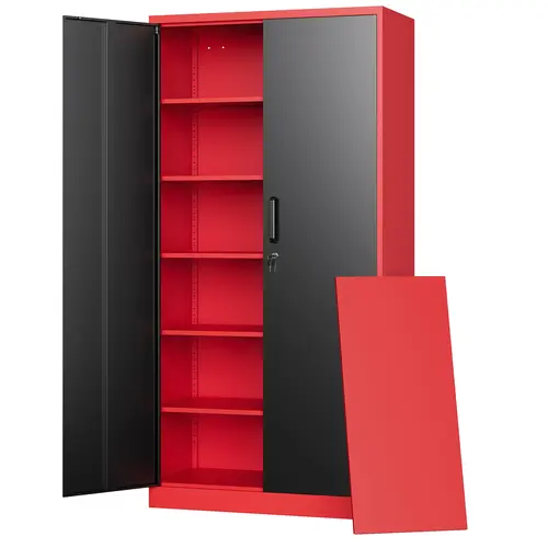 Letaya Heavy-Duty Metal Furniture Storage Cabinet - 71"H Lockable Shop Cabinet, 5 Adjustable Shelves, Steel Frame, Corrosion-Resistant Paint, Scratch-Resist Coat, Anti-Tip Mount, Freestanding Indoor Unit for Garage, Office