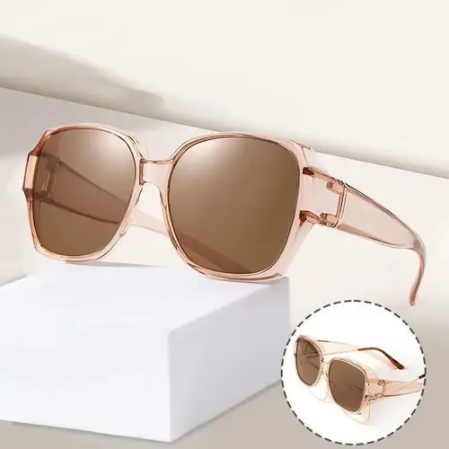Fit Over Polarized Sunglasses for Men & Women, Round Frame UV400 Protection Glasses, Wear Over Prescription Eyewear, Vintage Outdoor Shades for Driving, Fishing & Travel