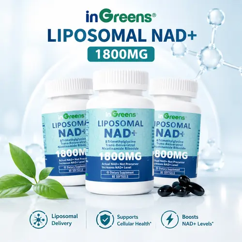 inGreens NAD+ Anti-Aging Vitamin Dietary Supplement Capsules - Dairy-Free, GMO-Free, Batch Verified, 3-Cup Dual-Action Formulation, 1800mg per Serving, 180(3pcs), 90-Day Supply, 24-Month Shelf Life, Antioxidant Support for Adult Energy & Brain Health