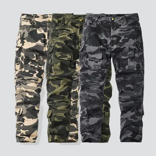 1-pack men’s all-season camouflage cargo pants — comfortable fit, multi-functional pockets, street style, 100% polyester