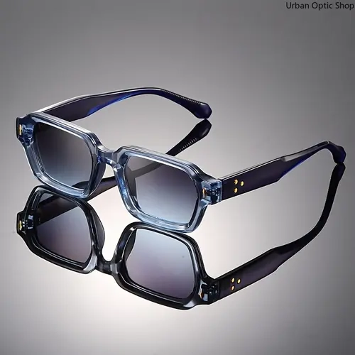 XUH Vintage Square Full-Rim Chic Fashionable Men's Sunglasses - Premium Nylon Frame, Durable High Quality Eyewear, Men's Accessories, Casual Unisex Accessories Adults Daily Wear with Decorative Lenses
