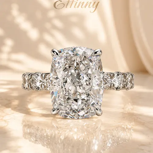 Effinny Tarnish-resistance 9.0ct Elongated Crushed Ice Cushion Cut 14K Gold Plated Engagement Ring,Travel-Friendly Daily Wear Affordable Luxury Fine Women's Jewelry