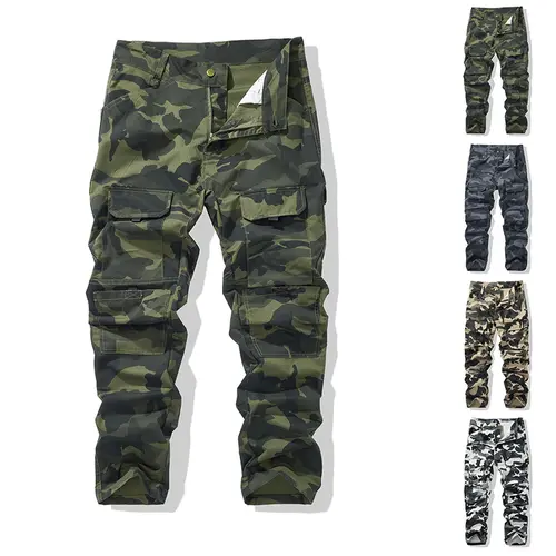 Men’s Cargo Tactical Pants Single Pack, Relaxed Fit, Utility Military Style, Durable Fabric, Multiple Pockets, Premium Multifunctional Work Outdoor Pants, All Year Comfort, Casual, Army Camo, Men’s Clothing