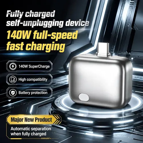 HEXIBII 140W Physical-Disconnect Battery Guard, Single Port USB Type-C Fast Charging Device with Auto-Self-Eject Charger, Smart Auto-Stop, Dual-Channel Safety System, Quick Charge 3.0, Anti-Overcharge for iPhone 15-18 Pro Series, Smartphones, Macbooks