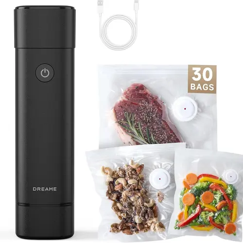 DREAME VH20 Handheld Cordless Vacuum Sealer Machine for Food, Compact Rechargeable Sealer Saver with 30 Reusable Bags, Auto Stop, Dry & Moist Modes, Compatible with Containers & Wine Bottles