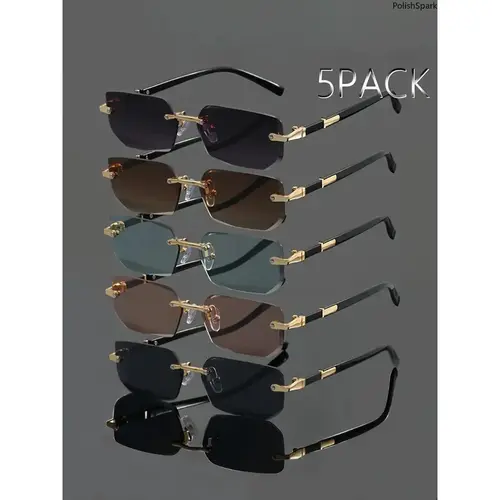 5 Pcs Frameless Edge-Trimmed Glasses, Stylish Glasses, Y2K Style Value Pack, Perfect for Daily Casual Wear, Shopping, Photography Use summervibes tiktokshopbacktoschool, Fashion Eyewear, Trendy Styling Sunglasses