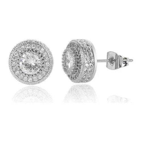 18K Gold Plated Earrings luxury Men and Women.Features VVS - cut round and square gemstone earrings. Couple gift