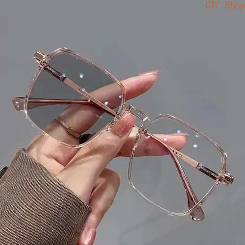 Photochromic Metal Frame Daily Wear Glasses, Viral Stylish Comfortable Optical Eyewear, Auto Color Changing UV Protection Clear Lens, Lightweight Durable Slim Metal Frame Structure, Soft Non-Pressure All Day Wearing Shades, Work Driving Outdoor Daily Life