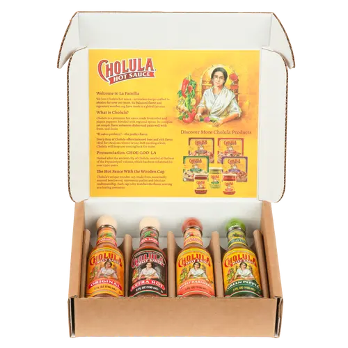 Cholula Hot Sauce Variety Pack, 4ct (Green Pepper, Original, Sweet Habanero & Extra Hot)