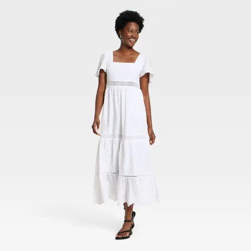 Women's Ruffle Short Sleeve Maxi Sundress - Universal