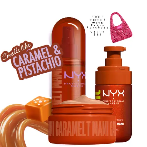 [NEW] Caramelt Mami Ultimate Body Care Set, Shimmer Body Oil + Whipped Body Butter + Hair & Body Mist, 24H Hydration— NYX Professional Makeup