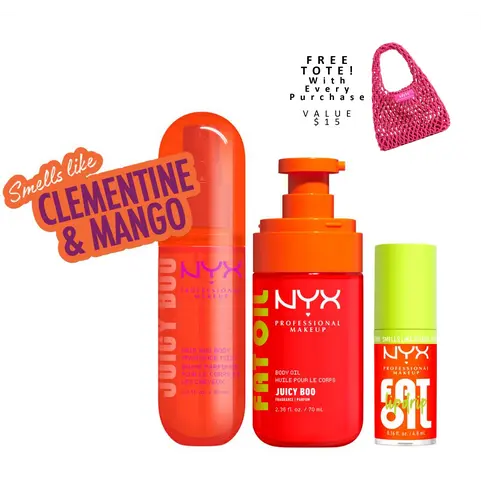 [NEW] Juicy Boo Ultimate Body Care Set, Shimmer Body Oil + Fat Oil Lip drip + Hair & Body Mist, 24H Hydration— NYX Professional Makeup