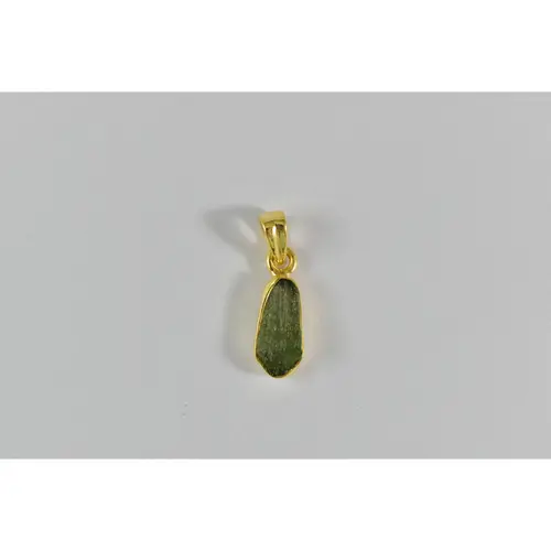Vermeil Gold Plated Small Moldavite Pendant 18k over 925 Sterling Silver