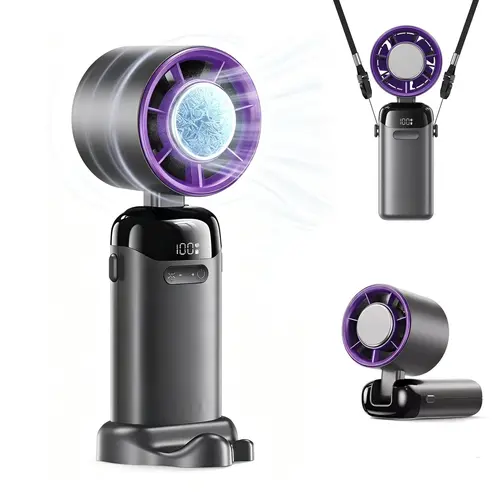 2026 New 4-in-1 Portable Refrigeration Handheld Turbo Fan - Adjustable, Powerful, USB Rechargeable Portable Fan with 200 Speed Settings, 21000 RPM, 12H Cooling, Digital Display, Foldable Summer Travel & Outdoor Essential (Home Supplies Party Gift), Adjust