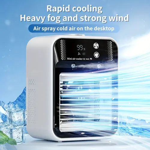 2026Fan Portable Air 3-in-1 Fan with 2 Mist Speeds – Bedroom  Fan
