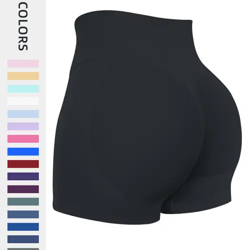 Women's Solid High-Waisted Gym Shorts, Breathable Comfortable Stretchy Tight Fit, Athletic Wear, Spring Summer Outdoor Indoor Activewear, Workout Exercise Shorts, Breathable Workout Shorts, Fitness Workout Shorts