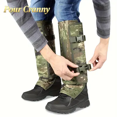 Outdoor Protective Leg Gaiters in Camouflage & Black Unisex Design for Hiking Hunting Jungle Trekking with Adjustable Buckles for Snakebite Protection