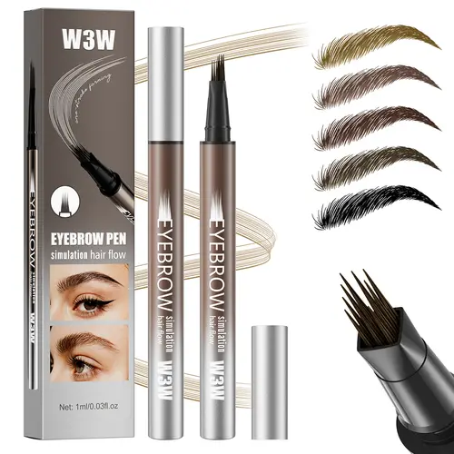 4D Microblading Eyebrow Pen, Long Lasting Brow Pencil for Hair Like Brows, Smudge Proof Natural Look Eyebrow Makeup Tool, Fine Tip, Easy Fill Sparse Brows & Draw Lower Lashes for Daily Makeup Beginners.