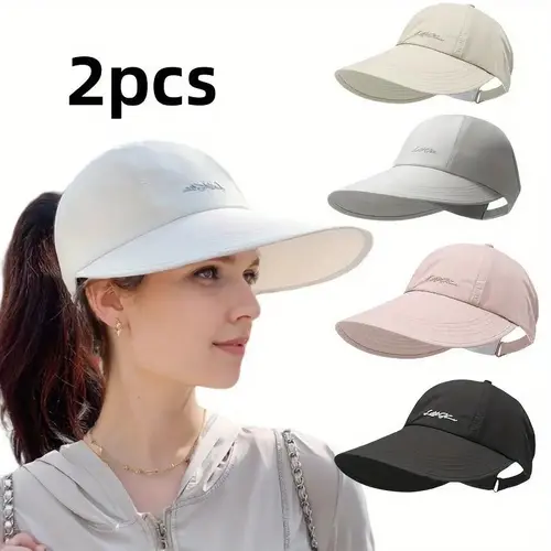 2-Pack UPF Sun Protection Baseball Hat for Men and Women Lightweight Adjustable Velcro Closure Wide Brim Outdoor Sports Hat All-Season Elastic Design White Gray Black