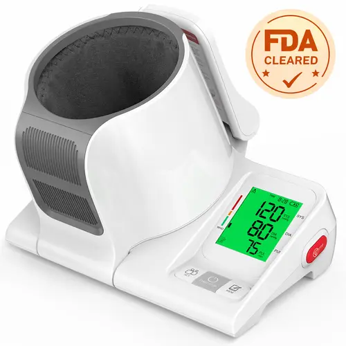 Upper Arm Digital LCD Blood Pressure Monitor - 1-Touch Automatic FDA Cleared Kit, Illuminated Display, Accurate Readings, Memory Storage, Adjustable Arm Cuff, Battery-Powered Home Diagnostics Tool for All Ages, Hypertension Awareness & Blood Pressure Help