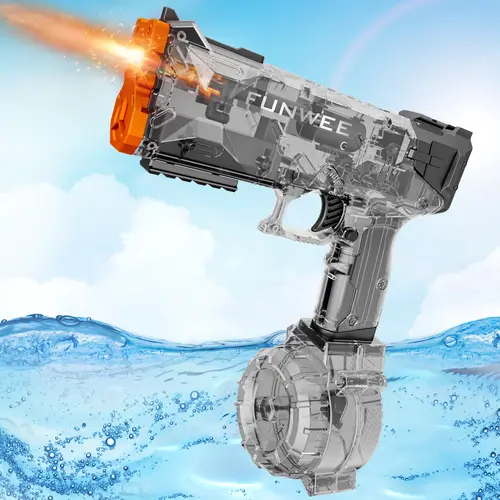 Rechargeable Electric Water Gun for Adult & Kid, Water Pistol Long Range 28-32 FT, Powerful Automatic Classic Squirt Gun Fully Auto Water Blaster, Swimming Pool Outdoor Toy Game Watergun Waterblaster  summervibes Dual-Magazine Outdoor Kid