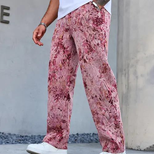 Men's Casual Minimalist Graphic Pants - Art-Driven Style, Polyester Basics, Elastic Waist, Casual Fashion Loose Fit, Preppy Streetwear, Machine Washable, Classic
