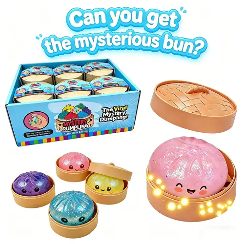 Expressive Big Dumpling Squishy - Blind Box, Mysecret Bun Fidget Toy, Soft TPR Material, Stress Relief, Unboxing Surprise, Random Style per Pack.Valentine's Day and Easter gifts, suitable for children to exchange gifts