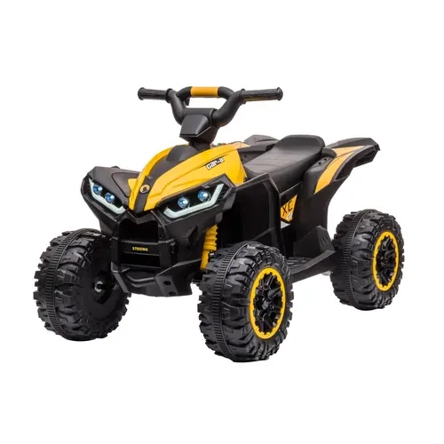 12V Kids Ride On ATV, Electric Battery Powered Four Wheels with Music, Led Lights, Soft Start, USB Port, Treaded Tires, and Adjustable Speed Modes,Yellow