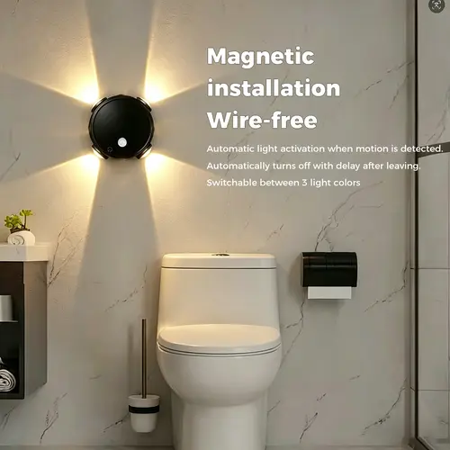 Modern Indoor Motion Sensor LED Night Light - TYPE-C Rechargeable, Ultra-Long Battery Life, 3-Color Temperature, Magnetic Adsorption, for Bedroom Decor, Stairway,campingessentials,outdoorfurnitureset,campinggear
