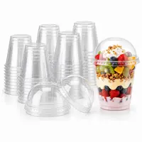 450pc 12～24oz Parfait Cups with Lids | Plastic Dessert Containers for Ice Cream, Smoothies | Restaurant Supply outdoorfun clear disposable plastic cup fruit