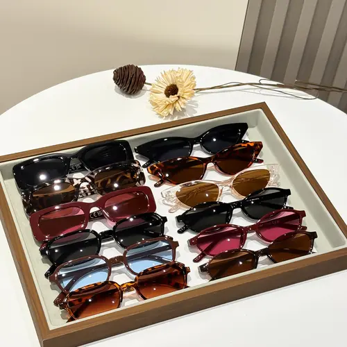 12 Pairs Multicolor Street Style Trendy Styling UV Protective Sunglasses Set, Casual UV400 Protection, PC Frame, All Seasons, Fashion Accessory for Travel & Daily Wear